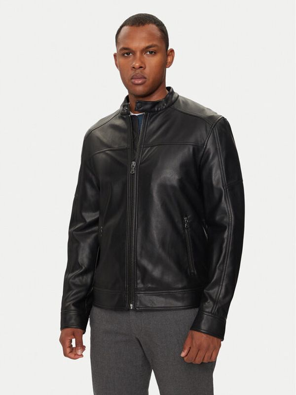 Sisley Sisley Jakna od imitacije kože 2KLSSN036 Crna Slim Fit