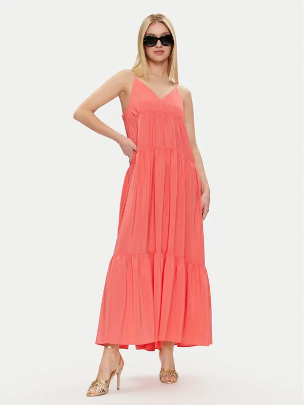 Sisley Sisley Ljetna haljina 43A2LV05P Koraljna Loose Fit