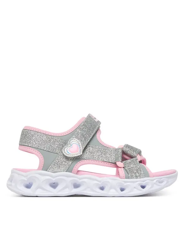 Skechers Skechers Sandale S-Lights: Heart Lights Sandal - Sugar Sparks 303114L/SLPK Srebrna