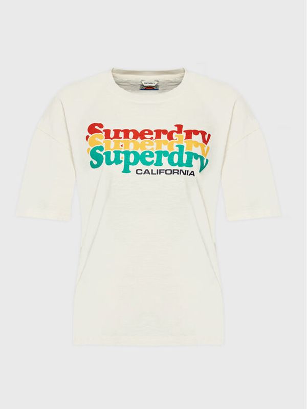 Superdry Superdry T-shirt Vintage Cali Stripe W1010847A Écru Regular Fit