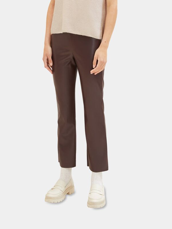 Tom Tailor Tom Tailor Hlače od imitacije kože 1039607 Smeđa Regular Fit