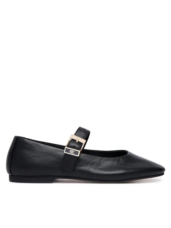 Tommy Hilfiger Tommy Hilfiger Balerinke Buckle Leather Ballerina FW0FW09684 Crna