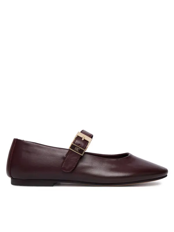 Tommy Hilfiger Tommy Hilfiger Balerinke Buckle Leather Ballerina FW0FW09684 Smeđa
