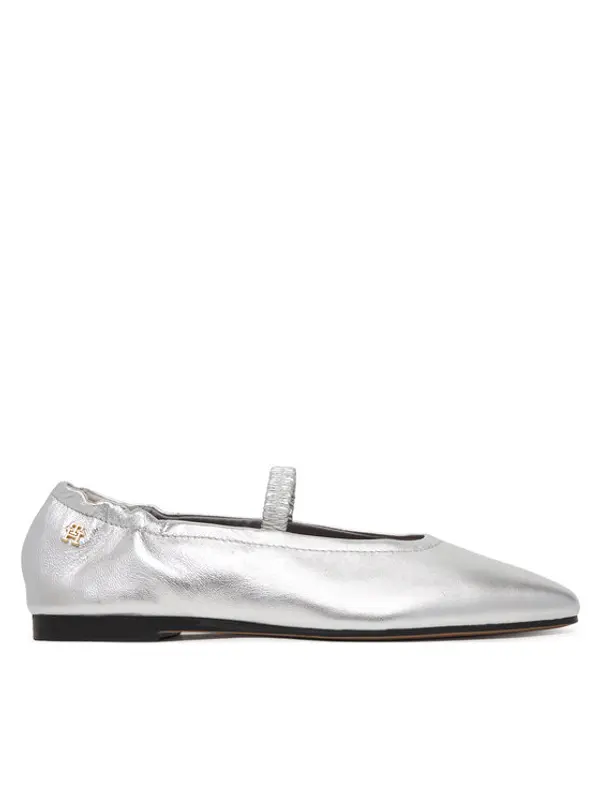 Tommy Hilfiger Tommy Hilfiger Balerinke Silver Lth Ellastic Ballerina FW0FW09466 Srebrna