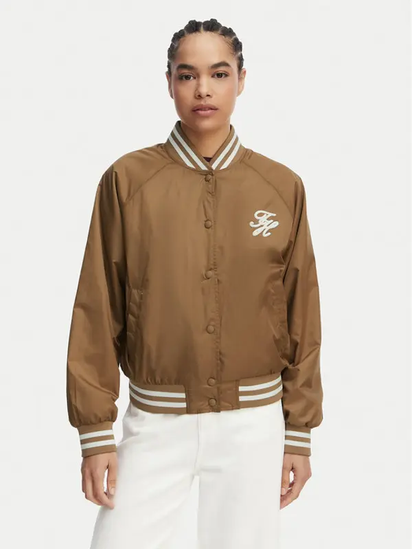 Tommy Hilfiger Tommy Hilfiger Bomber Logo Appliqué WW0WW48618 Svijetlo smeđa Regular Fit