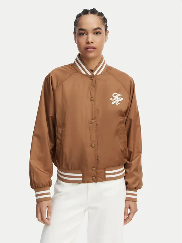 Tommy Hilfiger Tommy Hilfiger Bomber Logo Appliqué WW0WW48618 Svijetlo smeđa Regular Fit