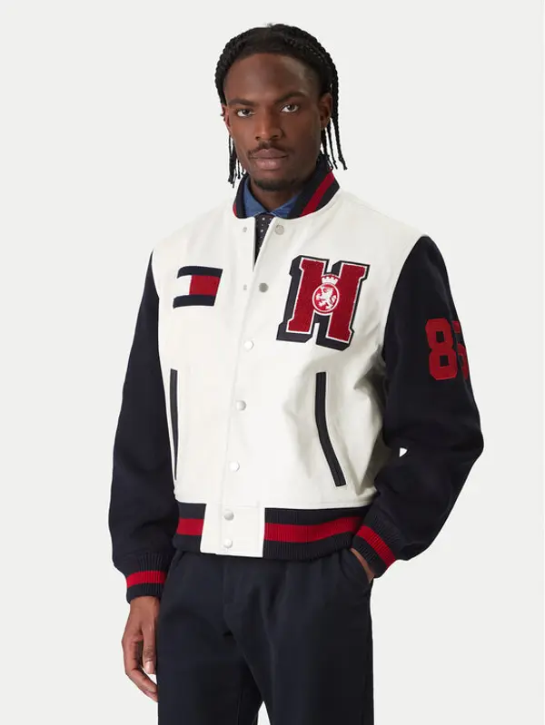 Tommy Hilfiger Tommy Hilfiger Bomber Varsity MW0MW41866 Écru Regular Fit