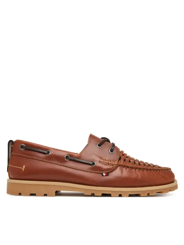Tommy Hilfiger Tommy Hilfiger Cipele Hilfiger Braided Lth Boat Shoe FM0FM05892 Smeđa
