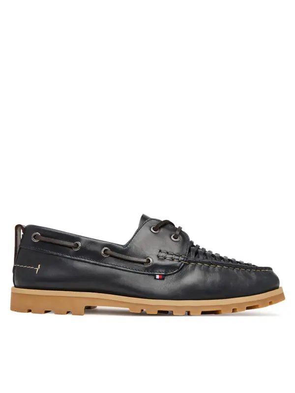 Tommy Hilfiger Tommy Hilfiger Cipele Hilfiger Braided Lth Boat Shoe FM0FM05892 Tamnoplava
