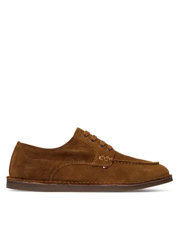 Tommy Hilfiger Tommy Hilfiger Cipele Stitchdown Suede Derby FM0FM05841 Smeđa