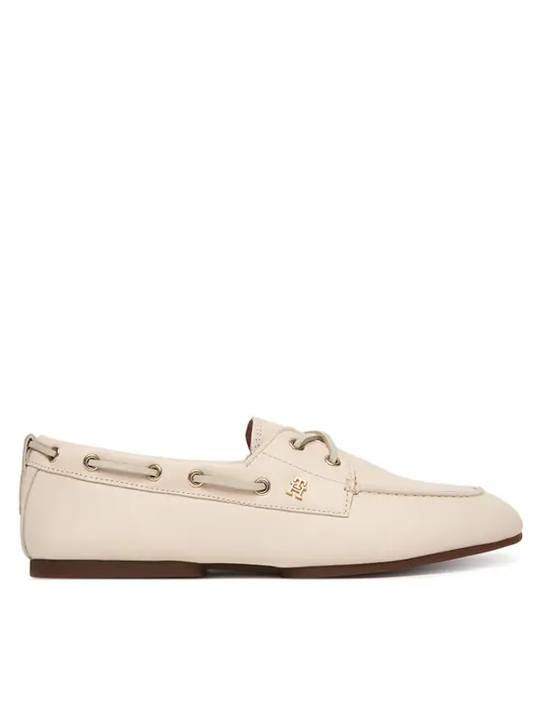 Tommy Hilfiger Tommy Hilfiger Cipele Th Sleek Leather Boat Shoe FW0FW09148 Écru
