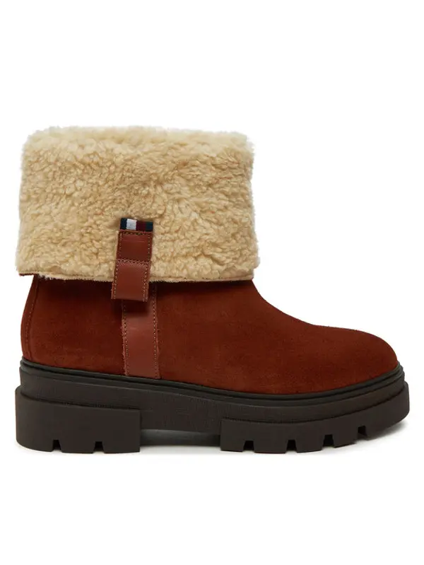 Tommy Hilfiger Tommy Hilfiger Čizme Faux Fur Suede Roll-Down Boot FW0FW08158 Smeđa