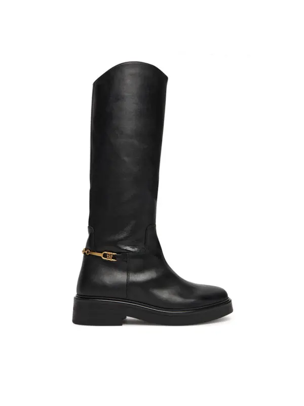 Tommy Hilfiger Tommy Hilfiger Čizme ispod koljena Horsebit Riding FW0FW08863 Crna