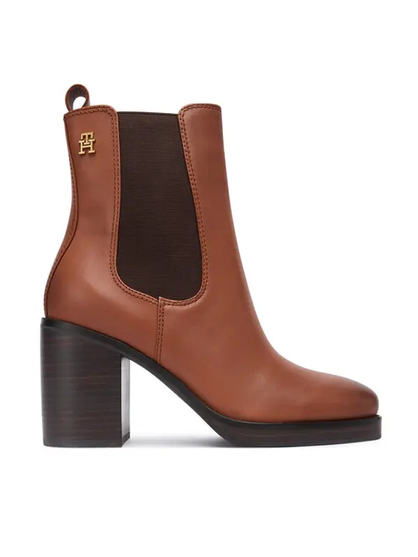 Tommy Hilfiger Tommy Hilfiger Čizme Square Toe Chelsea High Block Hl FW0FW08844 Smeđa