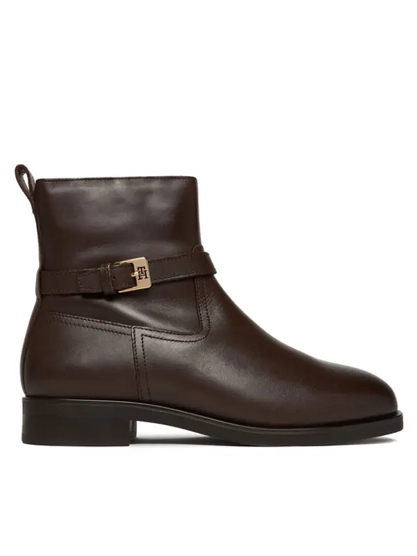 Tommy Hilfiger Tommy Hilfiger Čizme Th Buckle Riding Leather Bootie FW0FW08781 Smeđa