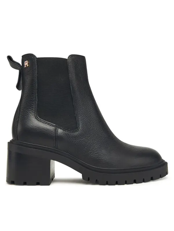 Tommy Hilfiger Tommy Hilfiger Čizme Th Leather Chelsea Cleated Heel FW0FW08774 Crna