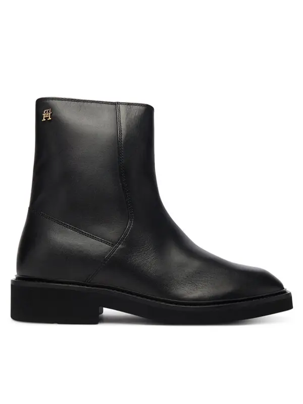 Tommy Hilfiger Tommy Hilfiger Čizme Th Square Toe Leather Bootie FW0FW09046 Crna