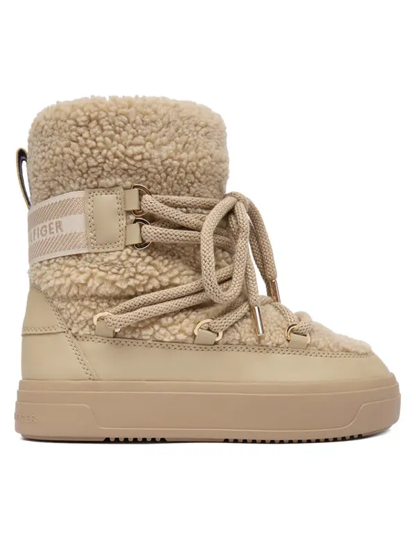 Tommy Hilfiger Tommy Hilfiger Čizme za snijeg Faux Shearling Snowboot FW0FW08788 Écru