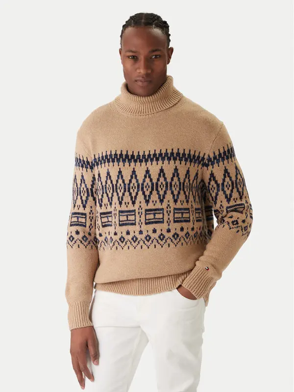 Tommy Hilfiger Tommy Hilfiger Dolčevita Fairisle MW0MW40843 Bež Regular Fit