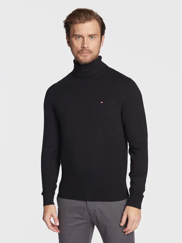 Tommy Hilfiger Tommy Hilfiger Dolčevita Pima MW0MW28048 Crna Regular Fit