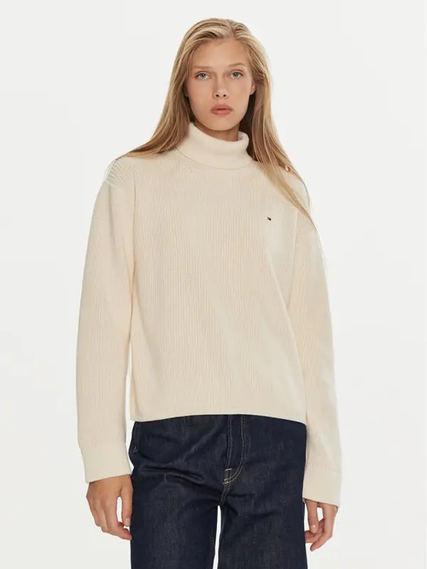 Tommy Hilfiger Tommy Hilfiger Dolčevita WW0WW43094 Écru Regular Fit