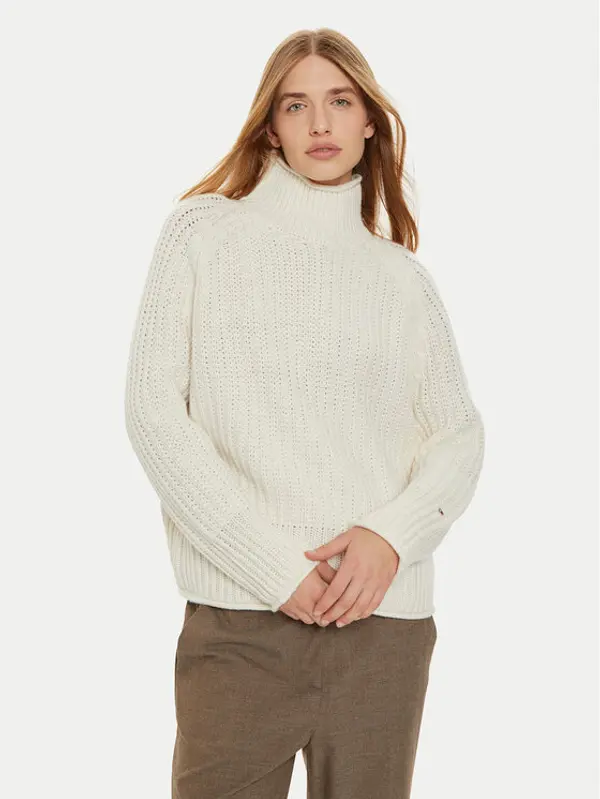Tommy Hilfiger Tommy Hilfiger Dolčevita WW0WW44111 Écru Regular Fit
