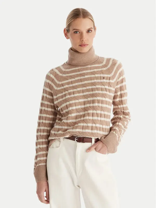 Tommy Hilfiger Tommy Hilfiger Dolčevita WW0WW46791 Bež Regular Fit