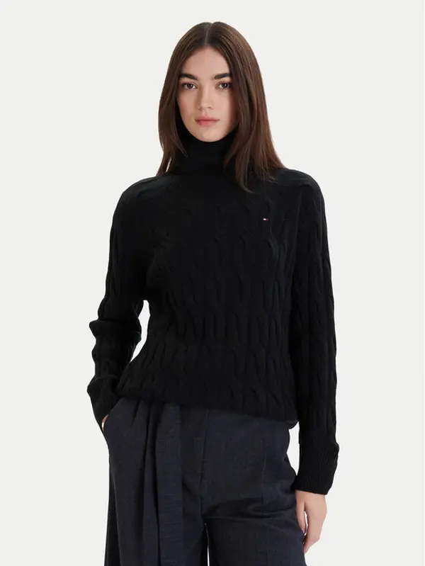 Tommy Hilfiger Tommy Hilfiger Dolčevita WW0WW46791 Crna Regular Fit
