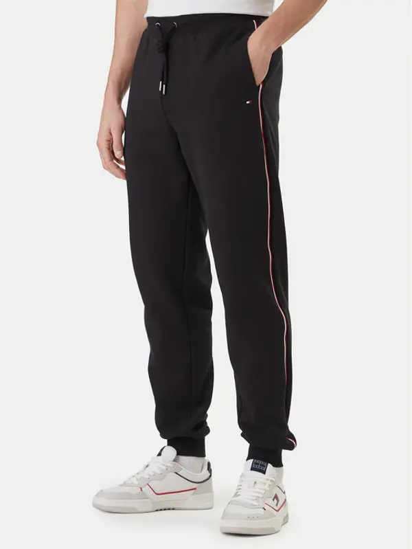 Tommy Hilfiger Tommy Hilfiger Donji dio trenerke Global Stripe MW0MW42882 Crna Regular Fit