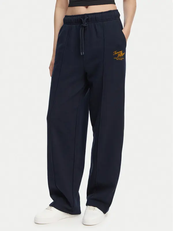 Tommy Hilfiger Tommy Hilfiger Donji dio trenerke Logo Exaggerated Seam WW0WW50783 Tamnoplava Relaxed Fit