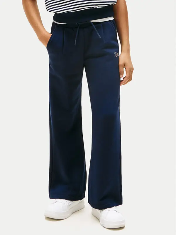 Tommy Hilfiger Tommy Hilfiger Donji dio trenerke Script KG0KG08669 Tamnoplava Wide Leg