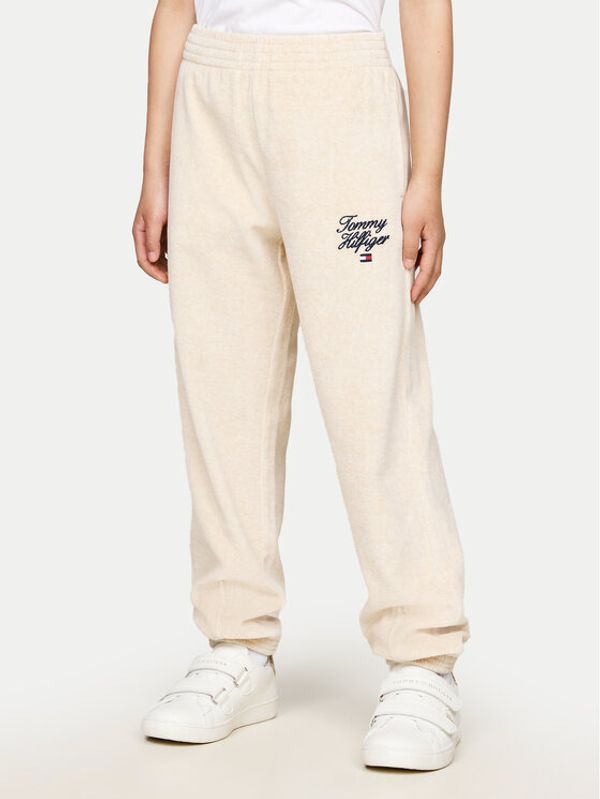 Tommy Hilfiger Tommy Hilfiger Donji dio trenerke Script Velour KG0KG08221 Bež Regular Fit