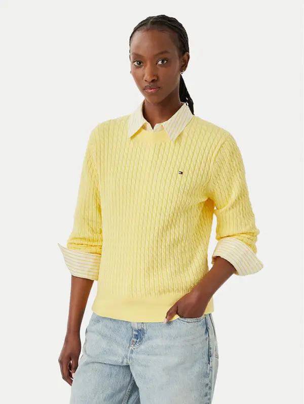 Tommy Hilfiger Tommy Hilfiger Džemper Fine WW0WW44993 Svijetlo žuta Regular Fit