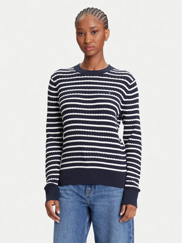 Tommy Hilfiger Tommy Hilfiger Džemper Fine WW0WW44993 Tamnoplava Regular Fit