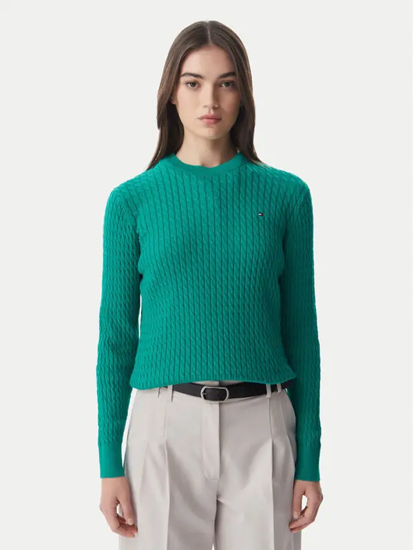Tommy Hilfiger Tommy Hilfiger Džemper Fine WW0WW44993 Zelena Regular Fit