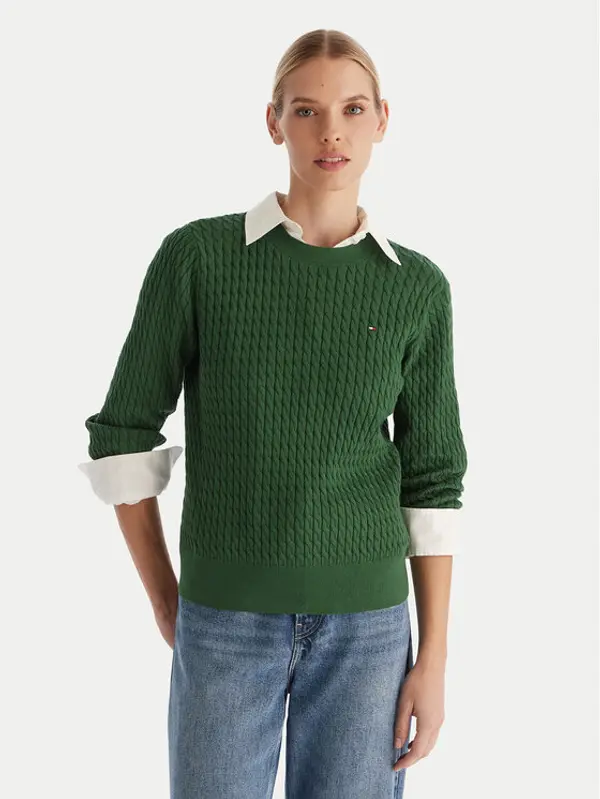 Tommy Hilfiger Tommy Hilfiger Džemper Fine WW0WW44993 Zelena Regular Fit