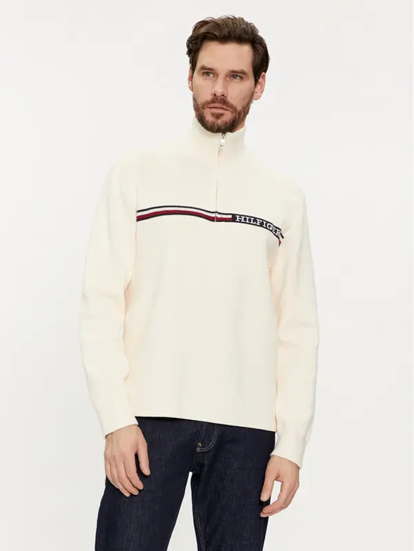 Tommy Hilfiger Tommy Hilfiger Džemper Global Stripe MW0MW33508 Bež Regular Fit