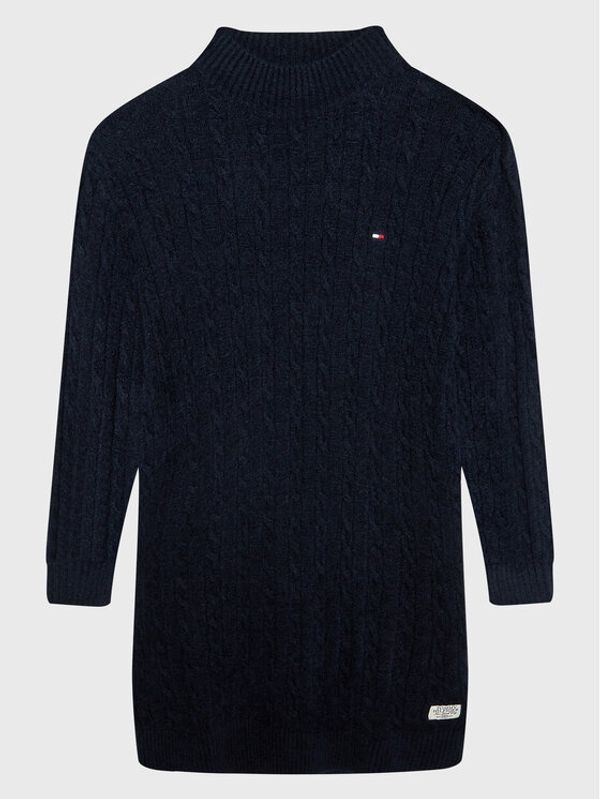 Tommy Hilfiger Tommy Hilfiger Džemper haljina Chenille Cable KG0KG06872 Tamnoplava Regular Fit