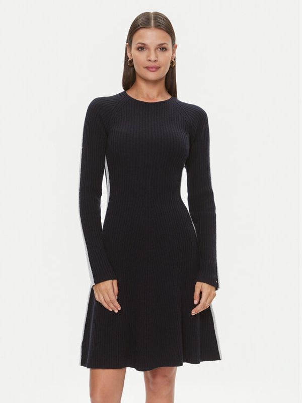 Tommy Hilfiger Tommy Hilfiger Džemper haljina Pointelle WW0WW39929 Tamnoplava Regular Fit