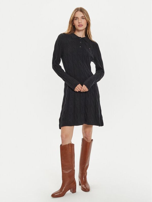 Tommy Hilfiger Tommy Hilfiger Džemper haljina WW0WW43085 Crna Regular Fit