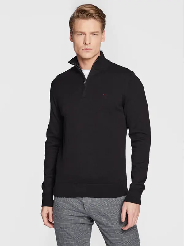 Tommy Hilfiger Tommy Hilfiger Džemper Pima MW0MW28049 Crna Regular Fit