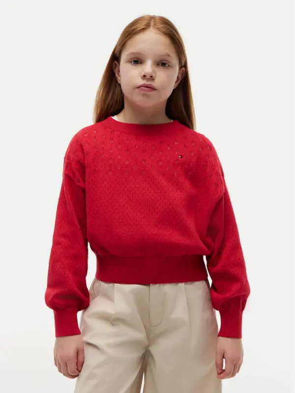 Tommy Hilfiger Tommy Hilfiger Džemper Pointelle KG0KG09504 Crvena Relaxed Fit