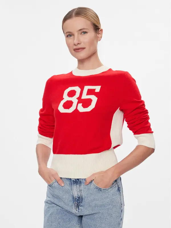 Tommy Hilfiger Tommy Hilfiger Džemper Varsity 85 Graphic C-Nk Swt WW0WW40718 Crvena Slim Fit