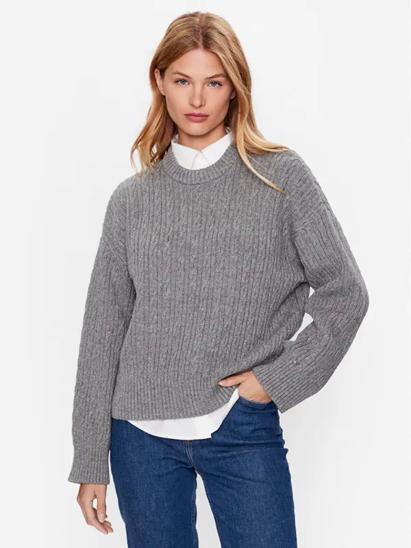 Tommy Hilfiger Tommy Hilfiger Džemper WW0WW39003 Siva Oversize