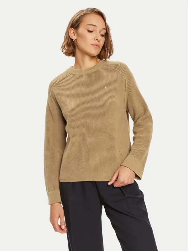 Tommy Hilfiger Tommy Hilfiger Džemper WW0WW40751 Bež Regular Fit