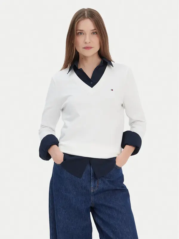 Tommy Hilfiger Tommy Hilfiger Džemper WW0WW42049 Bijela Regular Fit