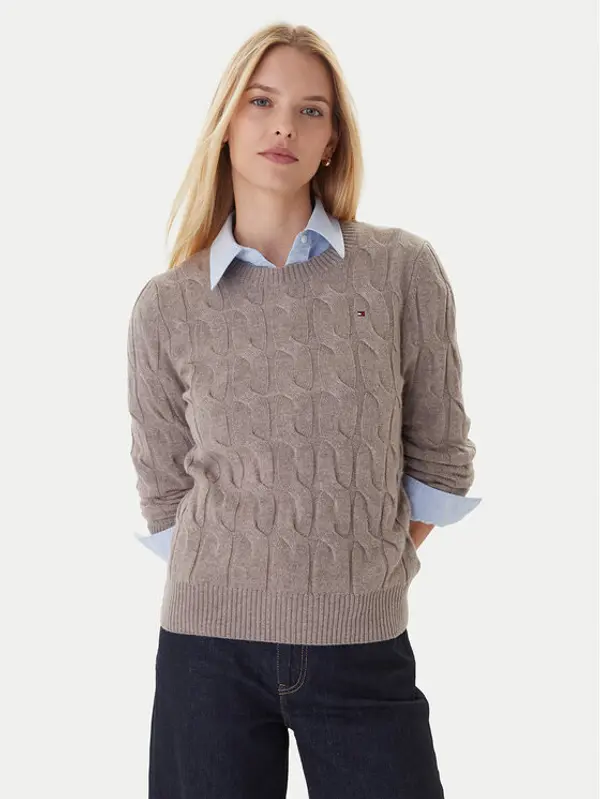 Tommy Hilfiger Tommy Hilfiger Džemper WW0WW43586 Bež Regular Fit
