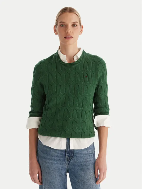 Tommy Hilfiger Tommy Hilfiger Džemper WW0WW43586 Zelena Regular Fit