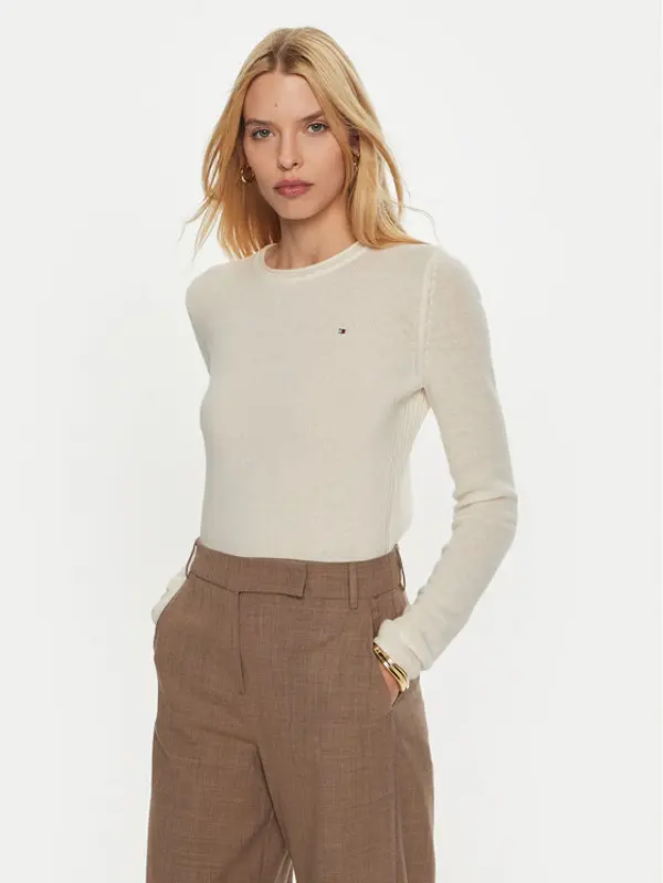 Tommy Hilfiger Tommy Hilfiger Džemper WW0WW44161 Écru Regular Fit