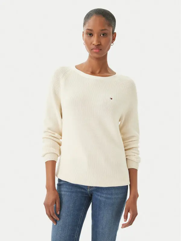 Tommy Hilfiger Tommy Hilfiger Džemper WW0WW44975 Écru Regular Fit